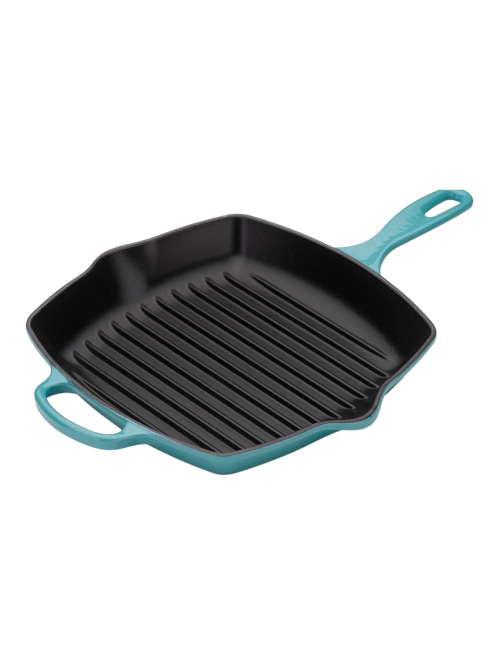 NWT Le Creuset Square Grill Skillet. Color- Torquiose. Size- 10 1/4 inches.